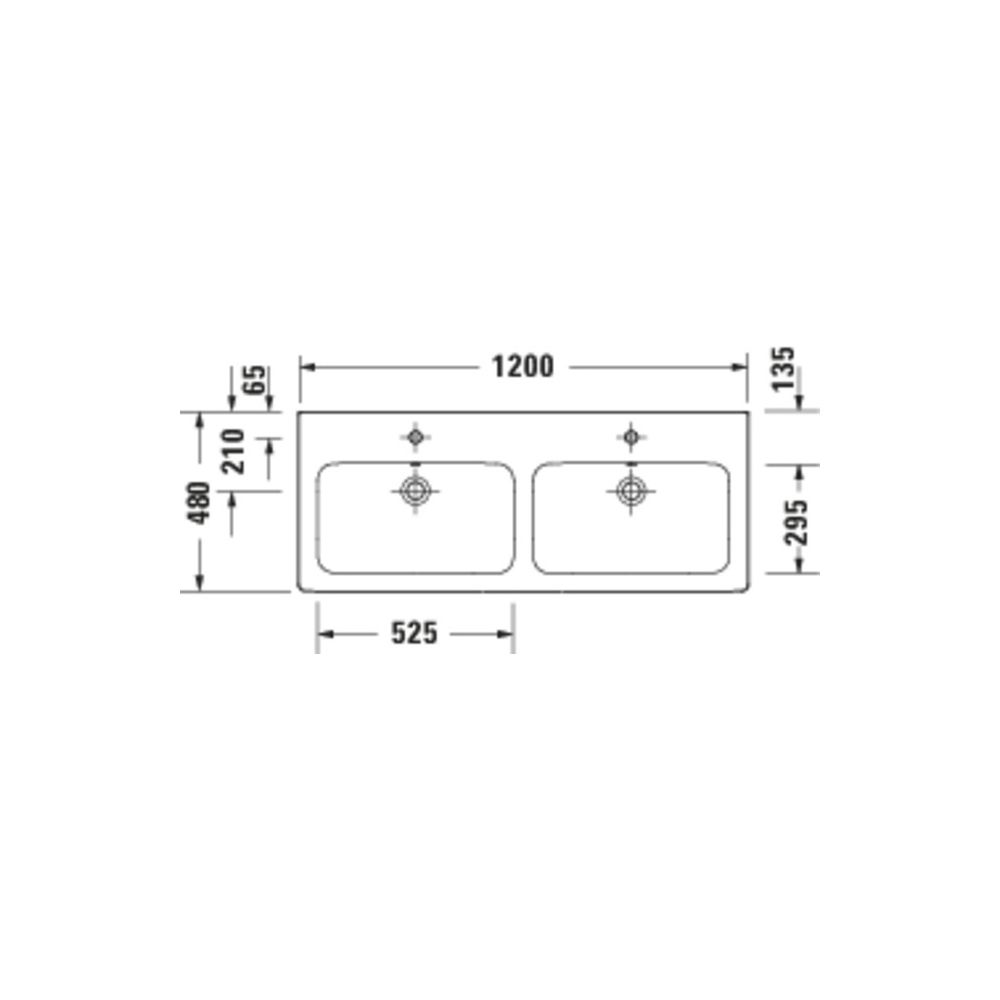 Duravit D-Code Doppelwaschtisch 480x1200x165mm wh, Weiß Hochglanz, Eckig, 2 Waschp... DURAVIT-24001200002 4067116379518 (Abb. 5)