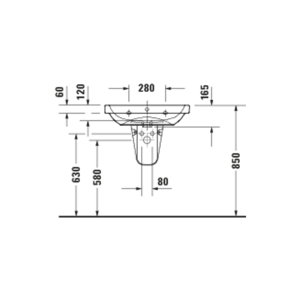 Duravit D-Code Waschtisch 460x650x165mm wandhäng. Weiß Hochglanz Rund 1 WP M 1 HL M... DURAVIT-2398650000 4067116336597 (Abb. 2)