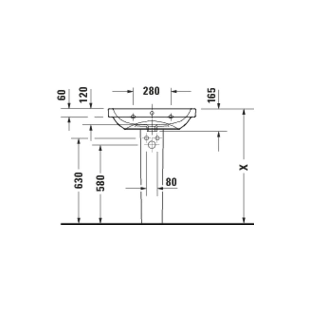 Duravit D-Code Waschtisch 460x650x165mm wandhäng. Weiß Hochglanz Rund 1 WP M 1 HL M... DURAVIT-2398650000 4067116336597 (Abb. 3)