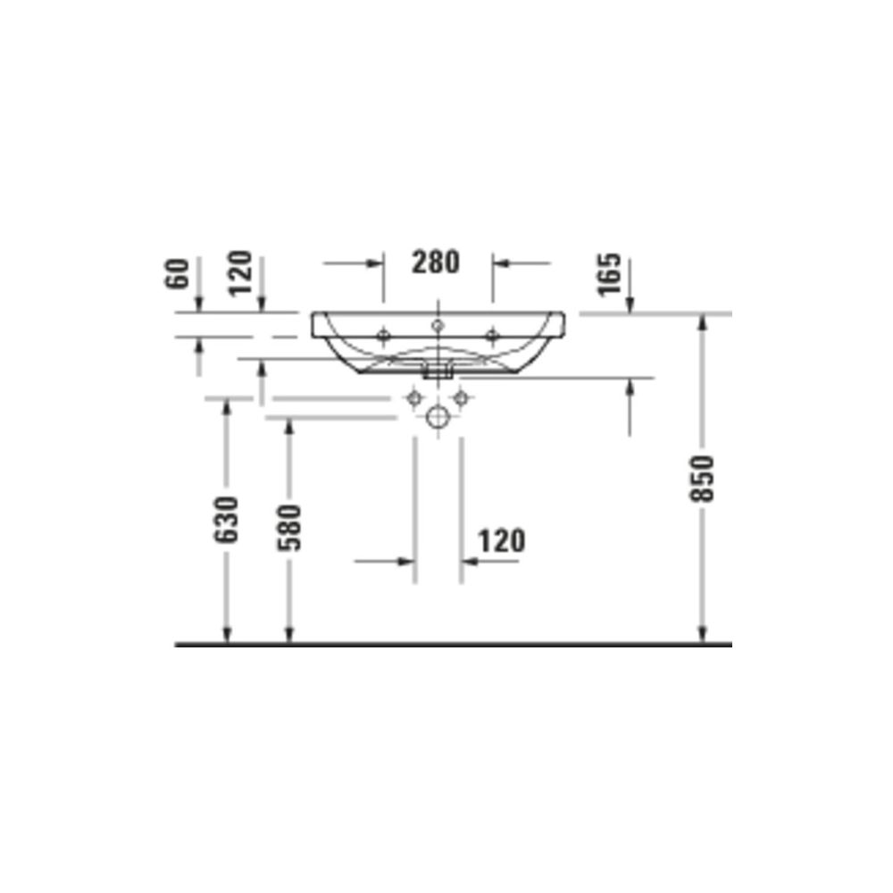 Duravit D-Code Waschtisch 460x650x165mm wandhäng. Weiß Hochglanz Rund 1 WP M 1 HL M... DURAVIT-2398650000 4067116336597 (Abb. 4)