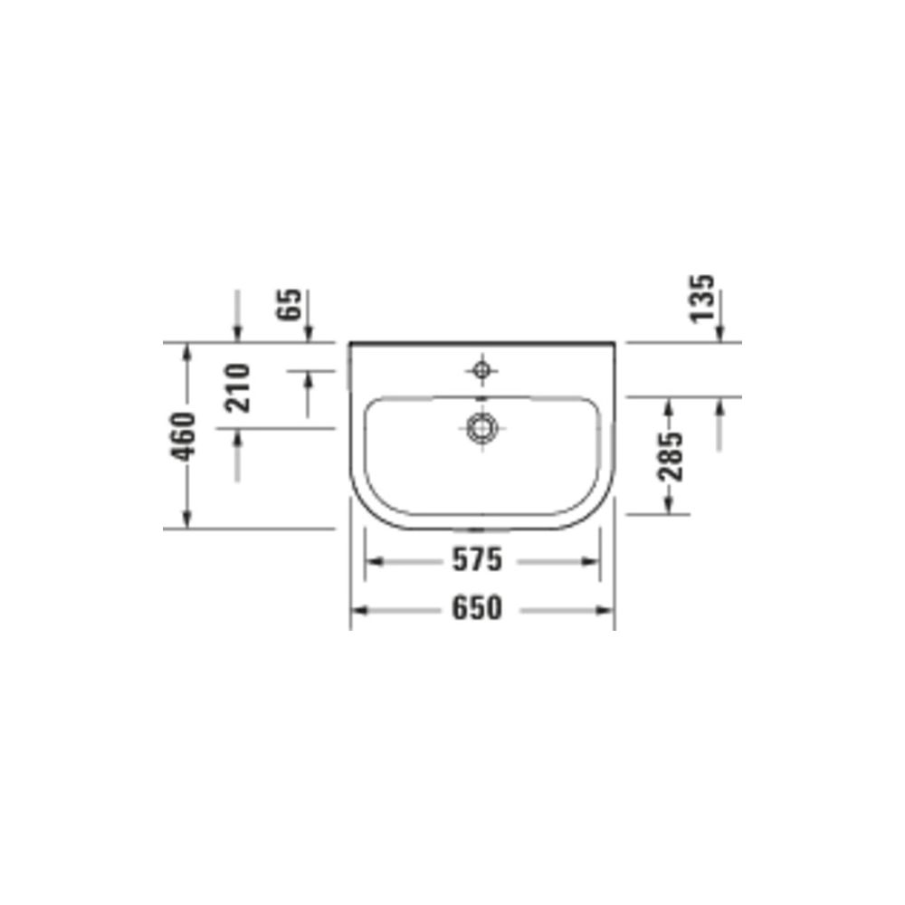 Duravit D-Code Waschtisch 460x650x165mm wandhäng. Weiß Hochglanz Rund 1 WP M 1 HL M... DURAVIT-2398650000 4067116336597 (Abb. 5)