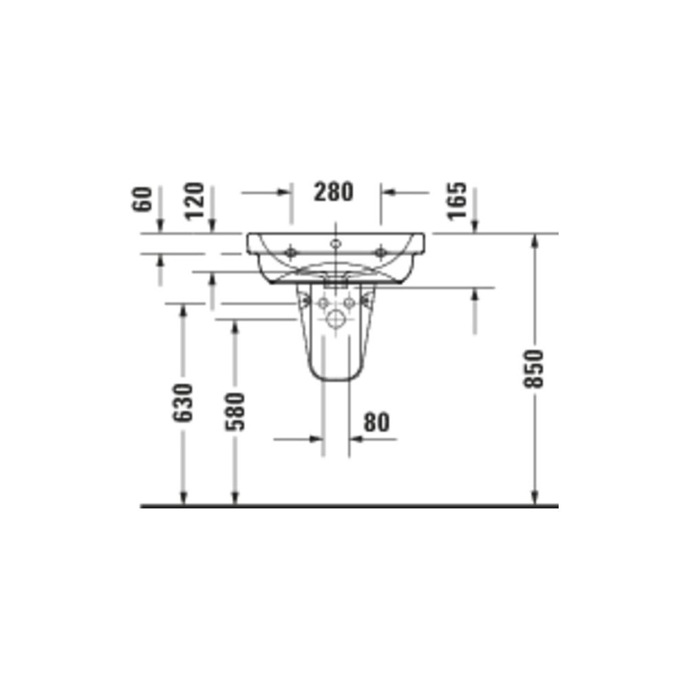 Duravit D-Code Waschtisch 430x550x165mm wandhäng. Weiß Hochglanz Rund 1 WP M 1 HL M... DURAVIT-2398550000 4067116338379 (Abb. 2)