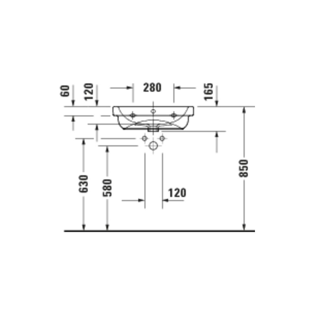 Duravit D-Code Waschtisch 430x550x165mm wandhäng. Weiß Hochglanz Rund 1 WP M 1 HL M... DURAVIT-2398550000 4067116338379 (Abb. 4)