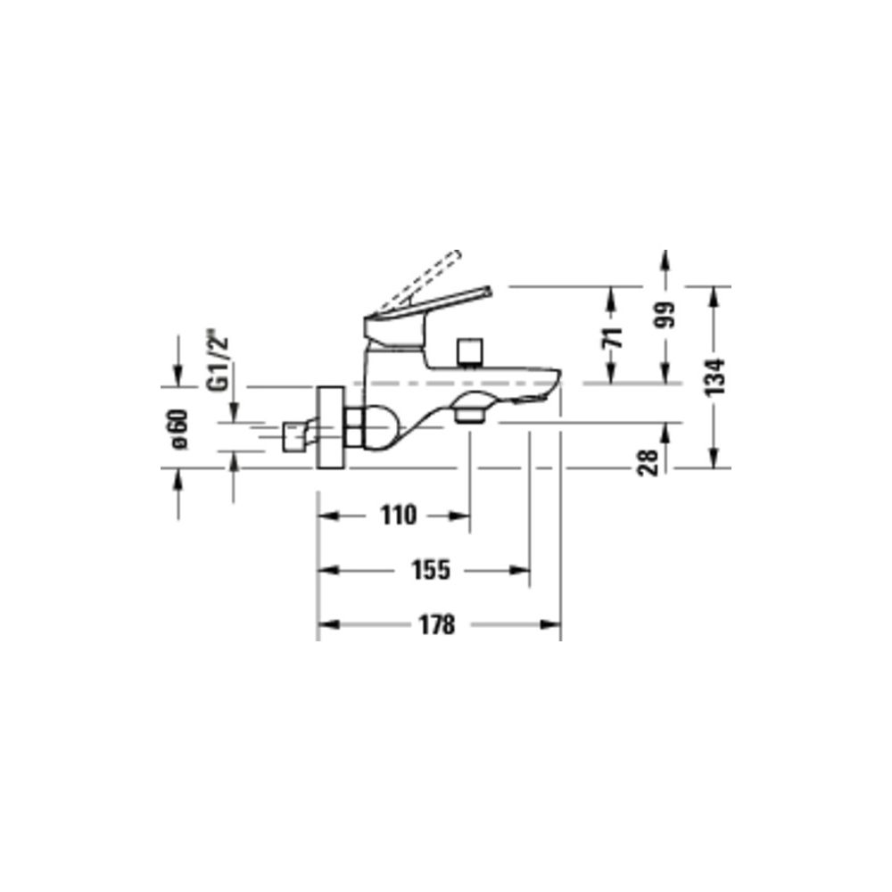 Duravit No.1 Einhebel-Wannenmischer Aufputz, Chrom, Anschlussart S-Anschlüsse, 1/... DURAVIT-N15230000010 8000177315947 (Abb. 6)