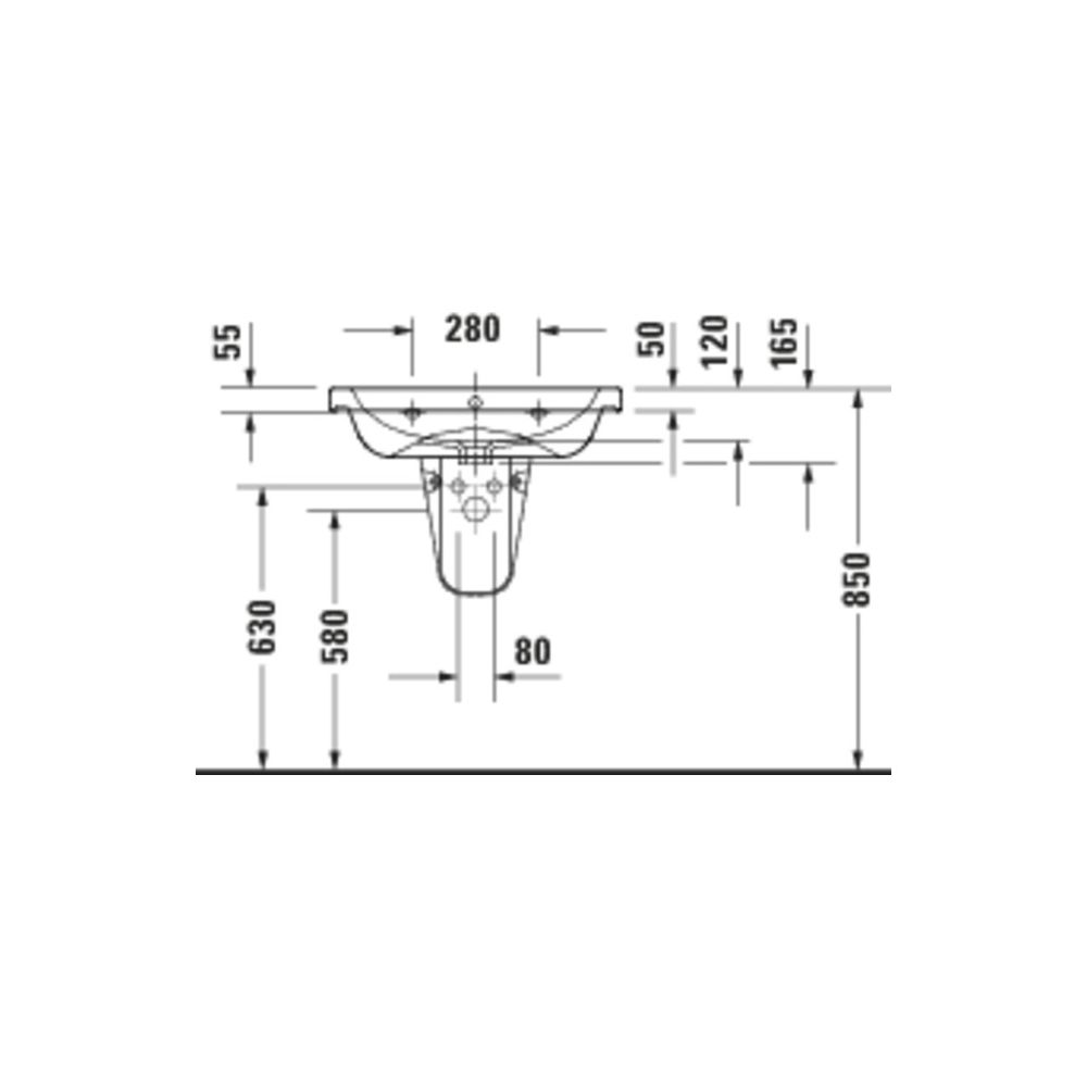 Duravit D-Code Waschtisch 480x650x165mm wandhäng. Weiß Hochglanz Rund 1 WP M 1 HL M... DURAVIT-2399650000 4067116339147 (Abb. 2)