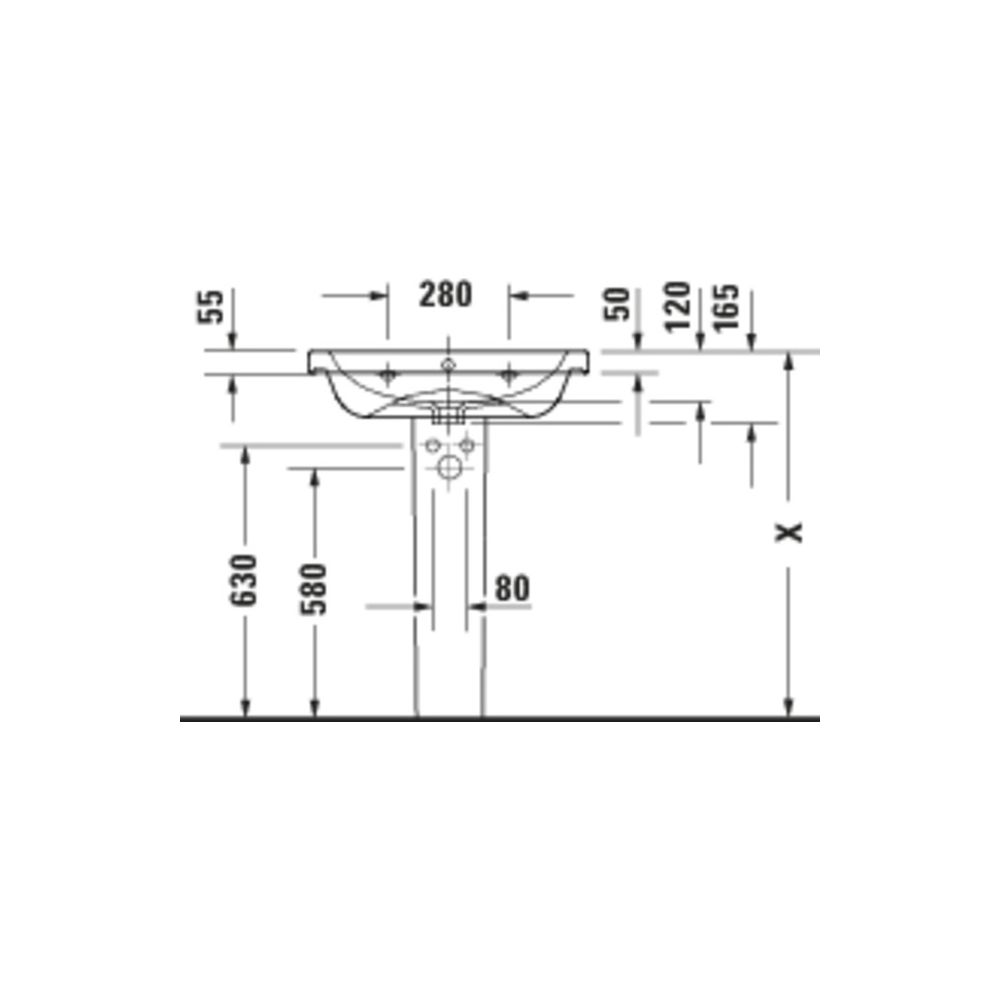 Duravit D-Code Waschtisch 480x650x165mm wandhäng. Weiß Hochglanz Rund 1 WP M 1 HL M... DURAVIT-2399650000 4067116339147 (Abb. 3)