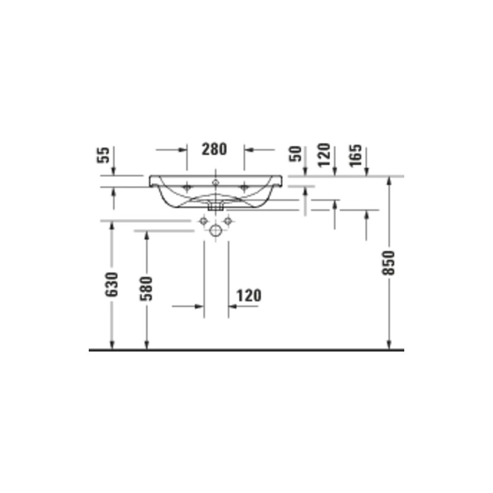 Duravit D-Code Waschtisch 480x650x165mm wandhäng. Weiß Hochglanz Rund 1 WP M 1 HL M... DURAVIT-2399650000 4067116339147 (Abb. 4)