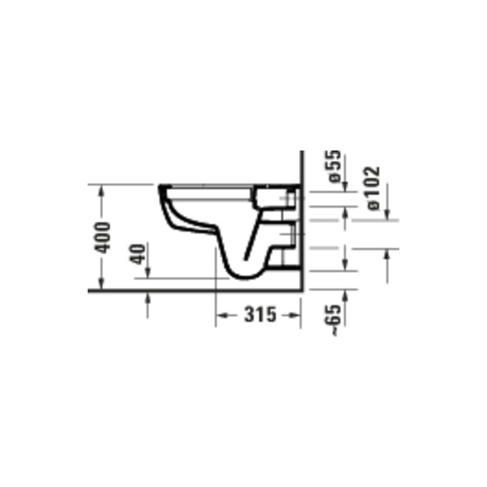 Duravit D-Code Wand-WC 540x370x360mm Weiß Hochglanz 2l Tiefspüler rimless waagerech... DURAVIT-2513090000 4067116358483 (Abb. 3)
