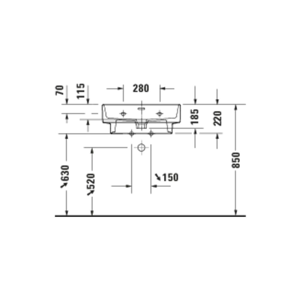 Duravit Balcoon Waschtisch 480x600x220mm wandhäng., Weiß Hochglanz, D-shaped, DuraS... DURAVIT-241160AA00 4067116439427 (Abb. 2)