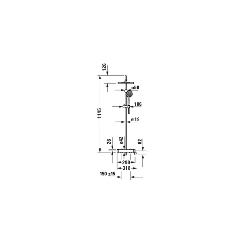 Duravit Wave Duschsystem, Einhebel-Brausemischer, Chrom HG, Höhe 1124mm, Brausesc... DURAVIT-WA4280007010 4067116105773 (Abb. 5)