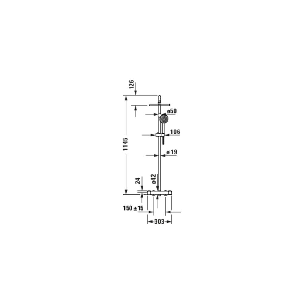 Duravit Shower Systems Duschsystem Chrom Hochglanz, Thermostat, Kopfbrause 250mm,... DURAVIT-TH4282008010 4067116316247 (Abb. 6)