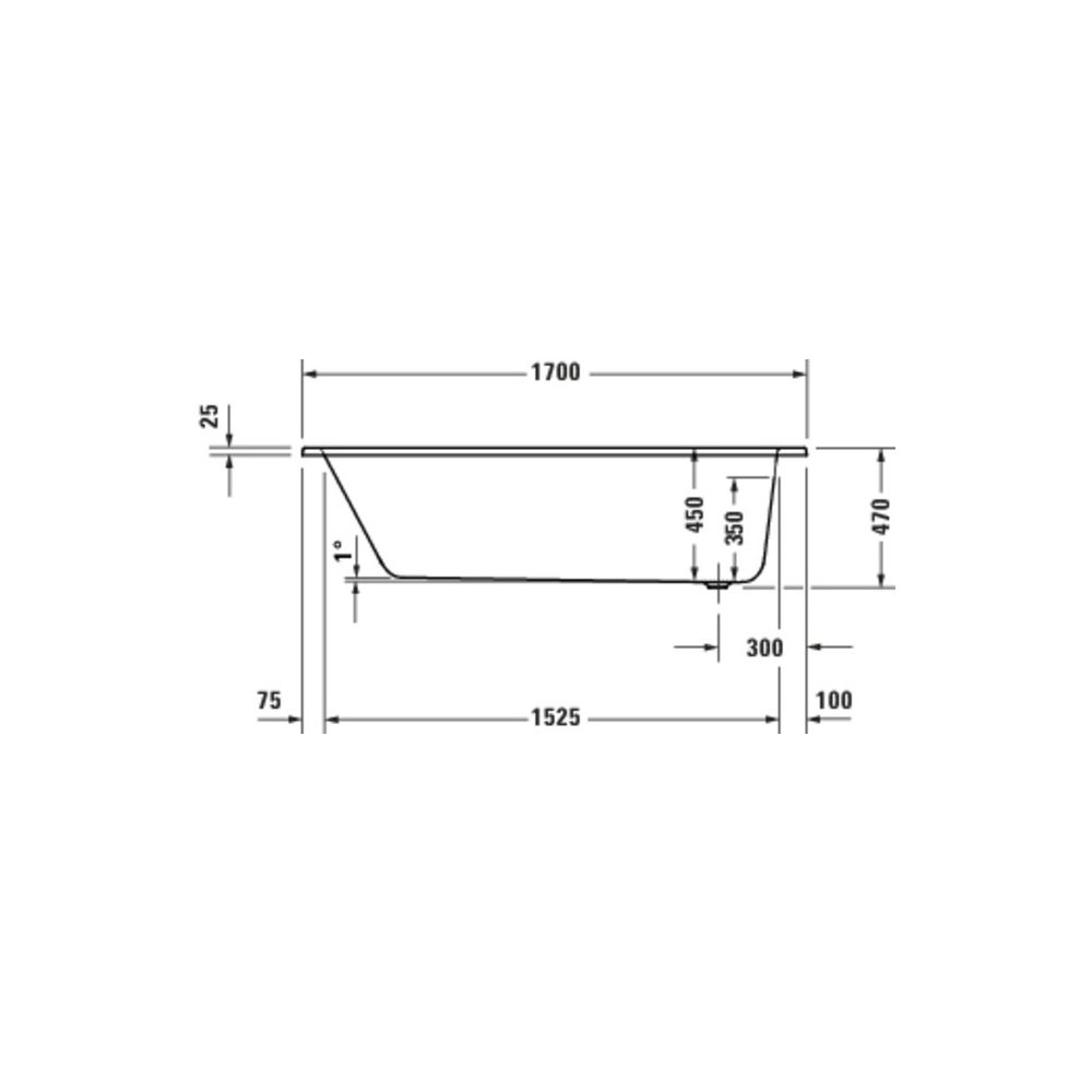Duravit D-Code Badewanne 470x750x1700mm, 253l, Weiß, Rechteckig, Einbau, 1 Rüc... DURAVIT-700671000000000 4067116361445 (Abb. 2)