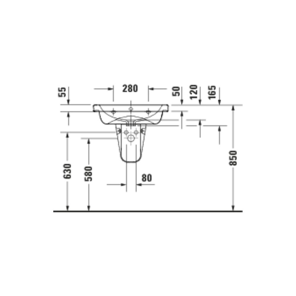 Duravit D-Code Waschtisch 480x600x165mm wandhäng. Weiß Hochglanz Rund 1 WP M 1 HL M... DURAVIT-2399600000 4067116377569 (Abb. 2)