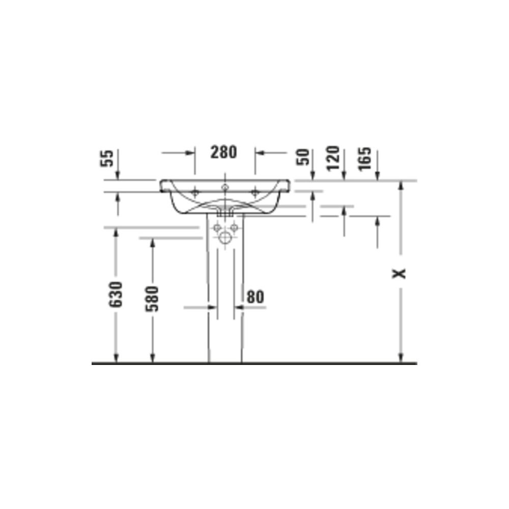 Duravit D-Code Waschtisch 480x600x165mm wandhäng. Weiß Hochglanz Rund 1 WP M 1 HL M... DURAVIT-2399600000 4067116377569 (Abb. 3)