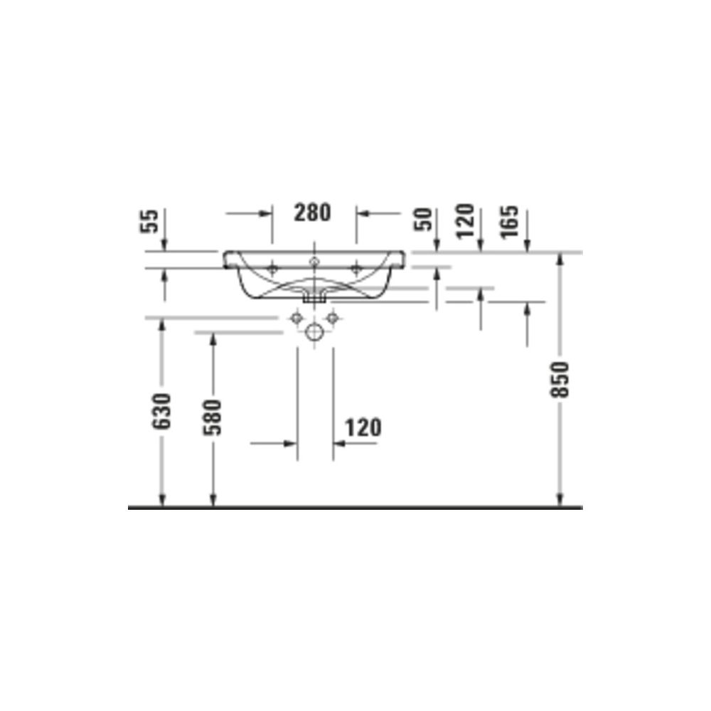 Duravit D-Code Waschtisch 480x600x165mm wandhäng. Weiß Hochglanz Rund 1 WP M 1 HL M... DURAVIT-2399600000 4067116377569 (Abb. 4)