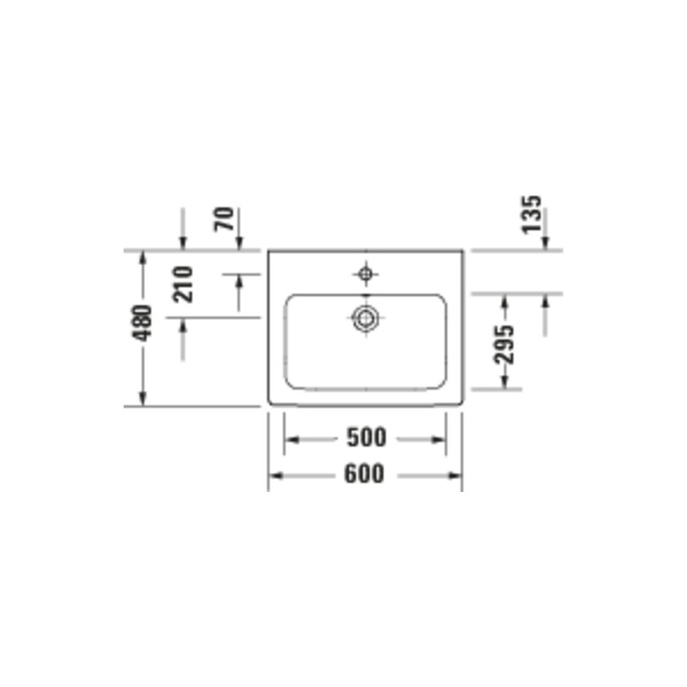 Duravit D-Code Waschtisch 480x600x165mm wandhäng. Weiß Hochglanz Rund 1 WP M 1 HL M... DURAVIT-2399600000 4067116377569 (Abb. 5)