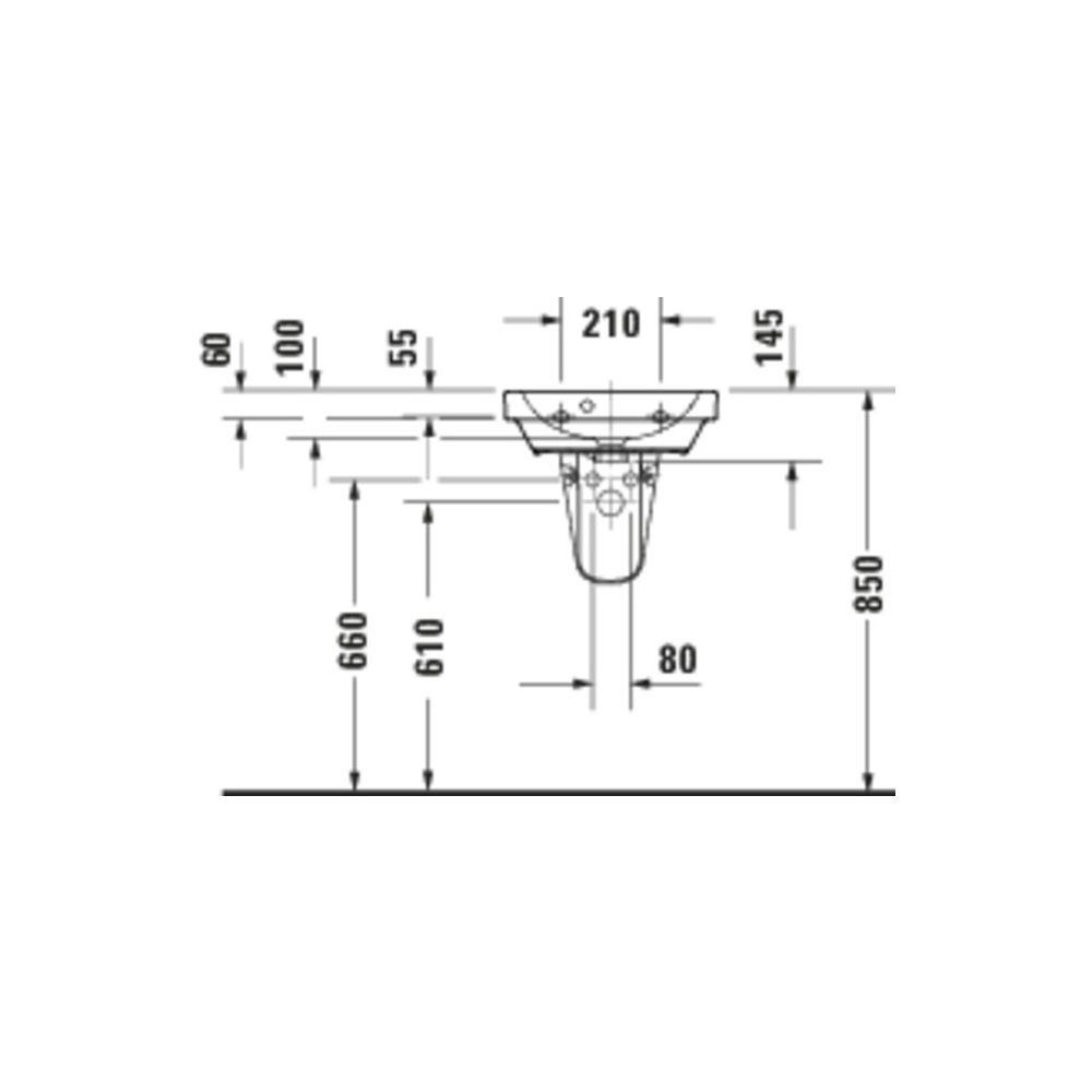 Duravit D-Code Handwaschbecken 335x450x145mm, Weiß Hochglanz, Rund,1 Waschplatz/HL ... DURAVIT-0748450000 4067116338454 (Abb. 2)