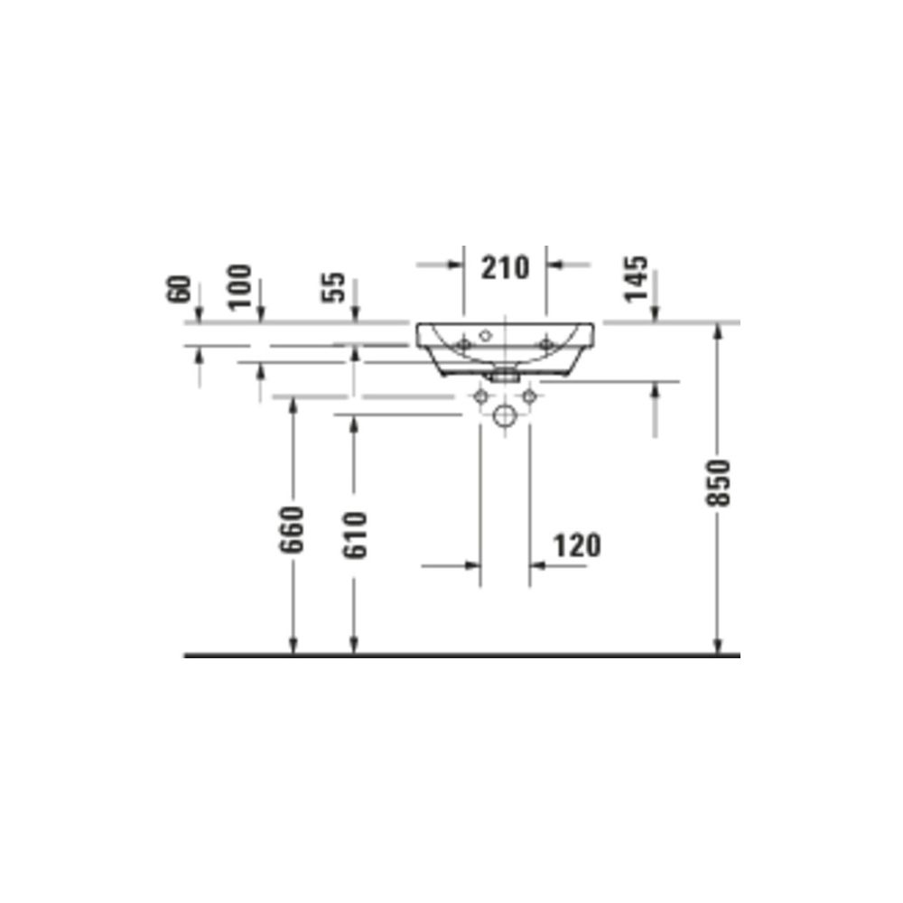 Duravit D-Code Handwaschbecken 335x450x145mm, Weiß Hochglanz, Rund,1 Waschplatz/HL ... DURAVIT-0748450000 4067116338454 (Abb. 3)