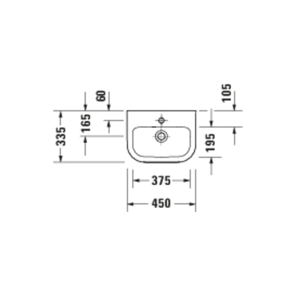 Duravit D-Code Handwaschbecken 335x450x145mm, Weiß Hochglanz, Rund,1 Waschplatz/HL ... DURAVIT-0748450000 4067116338454 (Abb. 4)
