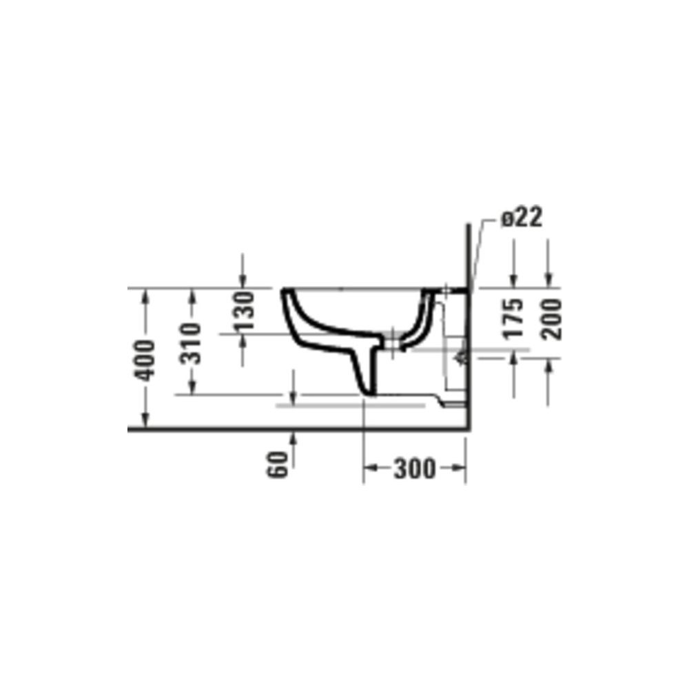 Duravit D-Code Wandbidet 540x370x340mm Weiß Hochglanz 1 HL mit HLB/Überlauf... DURAVIT-2723150000 4067116338423 (Abb. 3)