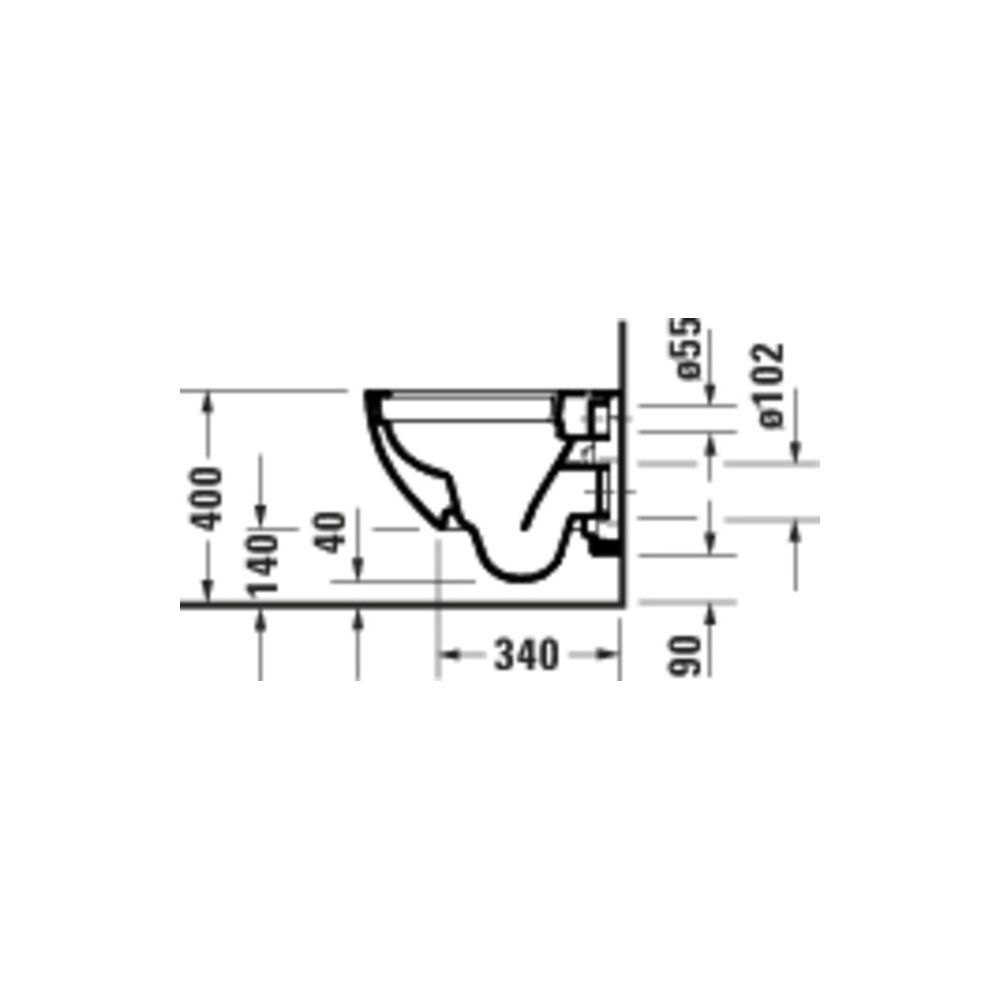 Duravit D-Code Wand-WC 480x370x360mm Weiß Hochglanz 45l Tiefspüler rimless waagerec... DURAVIT-2515090000 4067116338447 (Abb. 3)