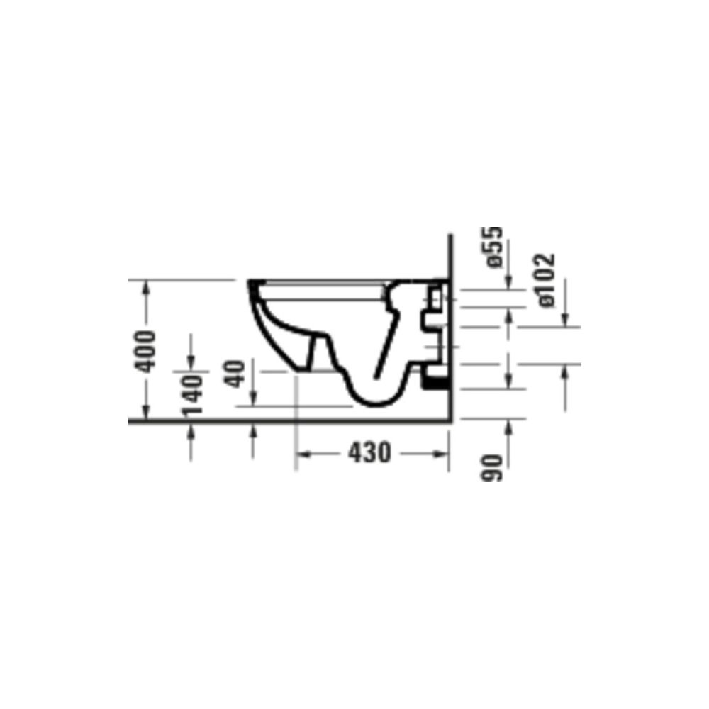 Duravit D-Code Wand-WC 570x370x360mm Weiß Hochglanz 45l Tiefspüler rimless waagerec... DURAVIT-2514090000 4067116338416 (Abb. 3)