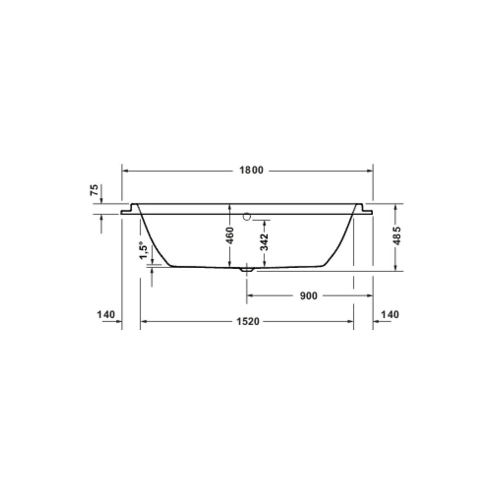 Duravit Balcoon Badewanne 485x800x1800mm, Mattweiß, Rechteckig, Einbau, 2 Rück... DURAVIT-700679030000000 4067116467376 (Abb. 2)