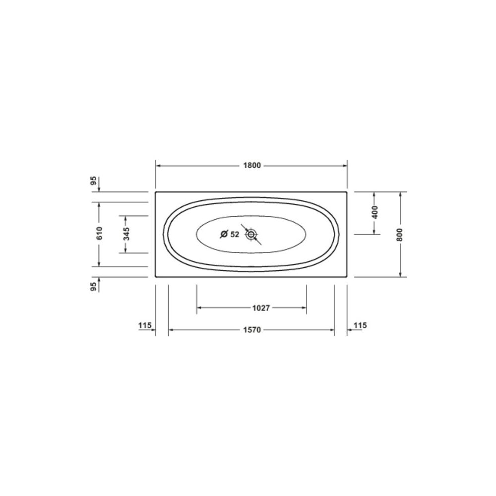 Duravit Balcoon Badewanne 485x800x1800mm, Mattweiß, Rechteckig, Einbau, 2 Rück... DURAVIT-700679030000000 4067116467376 (Abb. 3)