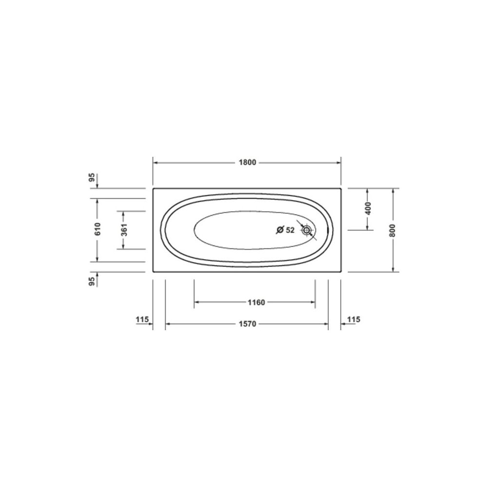 Duravit Balcoon Badewanne 480x800x1800mm, Weiß glänzend, Rechteckig, Einbau, 1... DURAVIT-700678000000000 4067116447934 (Abb. 3)