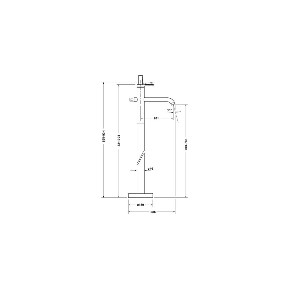 Duravit C.1 Einhebel-Wannenmischer bodenstehend, Chrom, Ausladung 201mm, Höhe 904... DURAVIT-C15250001010 4067116476330 (Abb. 3)