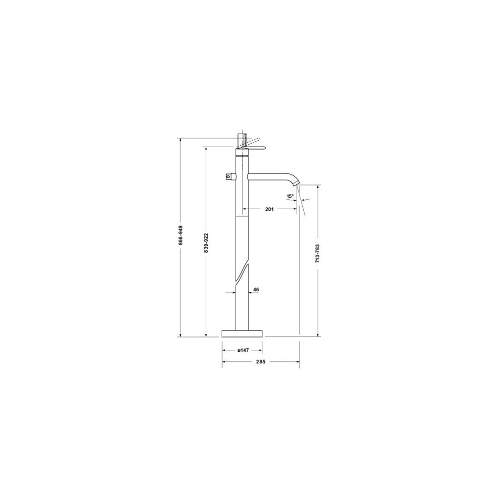 Duravit Balcoon Einhebel-Wannenmischer bodenstehend, Edelstahl gebürstet, 21l/min... DURAVIT-BA5250000070 4067116472325 (Abb. 3)