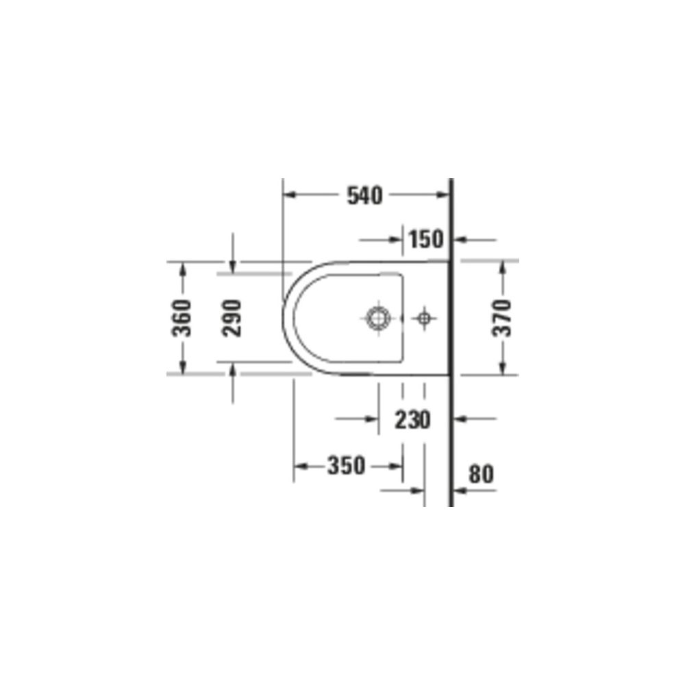 Duravit D-Code Wandbidet 540x360x400mm Weiß Hochglanz 1 HL HLB Überlauf verdeckte ... DURAVIT-27271500002 4067116449136 (Abb. 4)