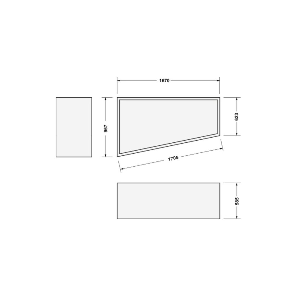 Duravit No.1 Wannenträger, Trapezförmig, gerade Seitenwand, 1700x1000mm, Ecke ... DURAVIT-792437000000000 4063382316943 (Abb. 2)