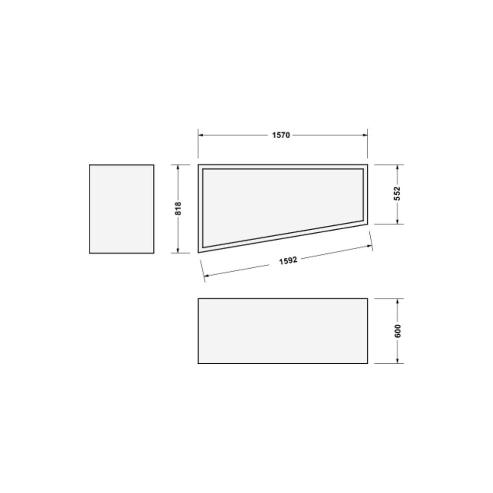 Duravit No.1 Wannenträger, Trapezförmig, gerade Seitenwand, 1600x850mm, Ecke L... DURAVIT-792435000000000 4063382316929 (Abb. 2)