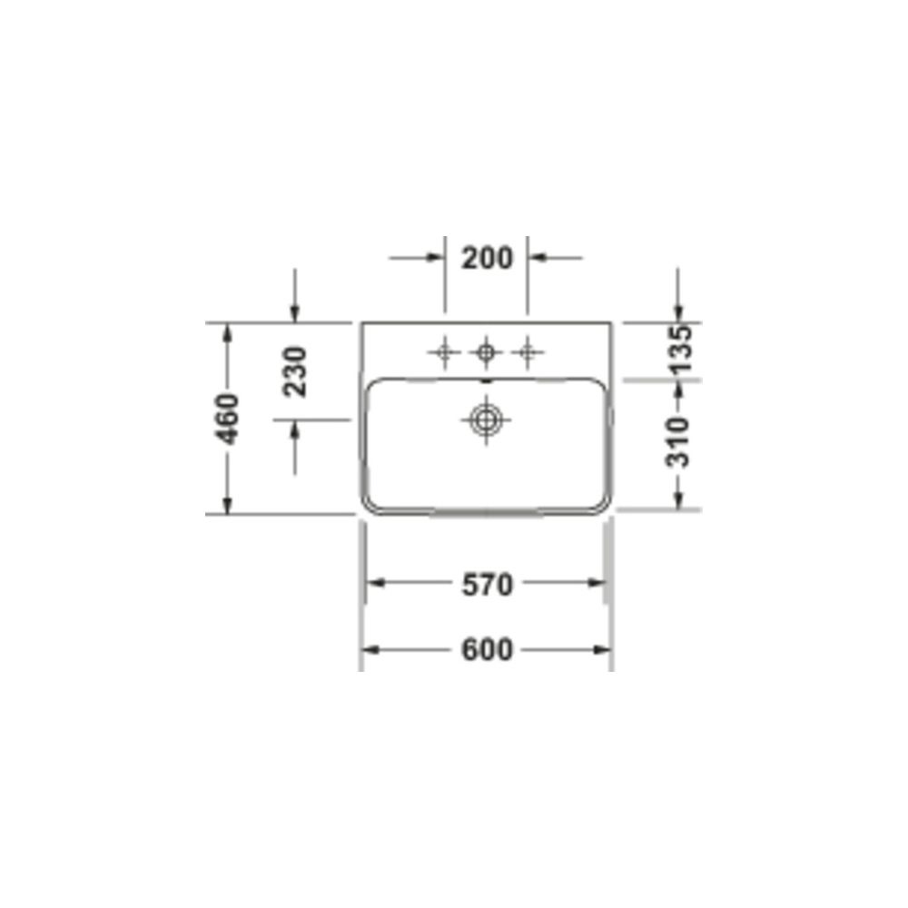 Duravit ME by Starck Waschtisch 460x600x180mm wh Weiß HG, Rechteckig, WonderGliss,... DURAVIT-23356000001 4021534966583 (Abb. 9)
