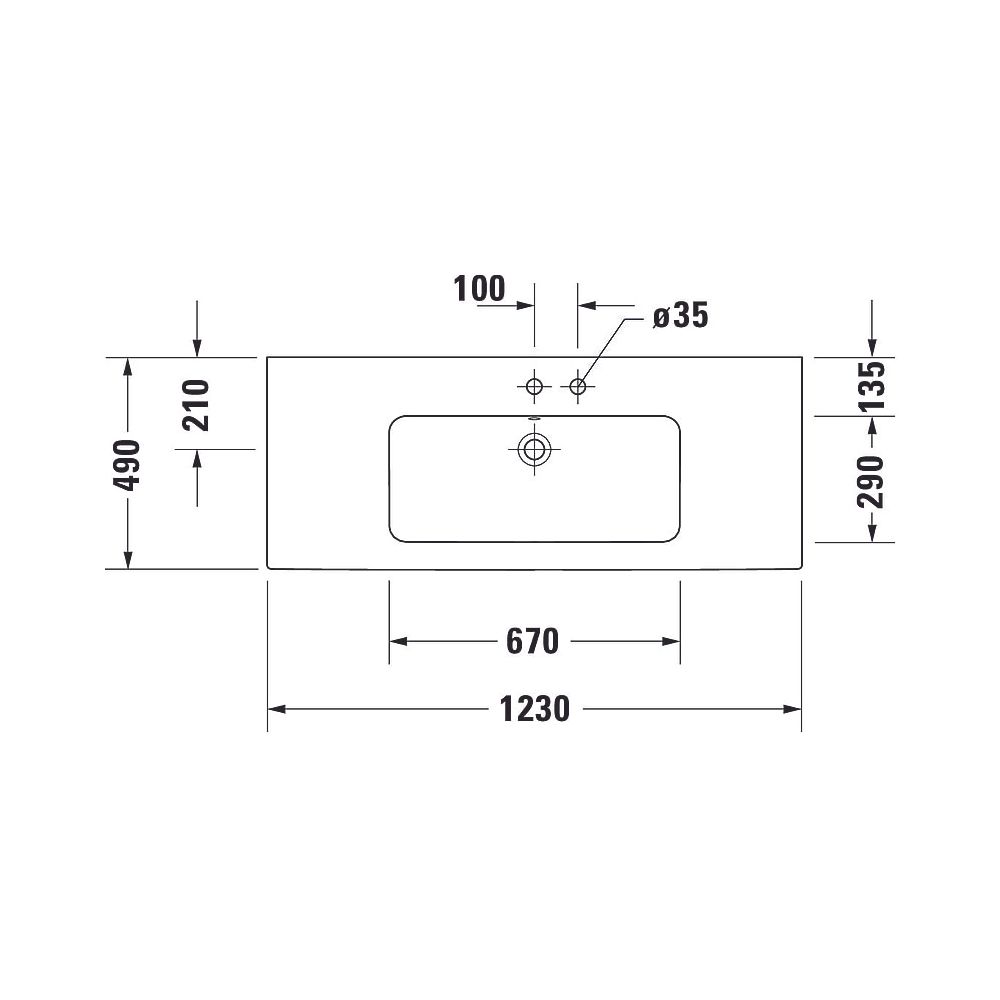 Duravit ME by Starck Waschtisch 490x1230x180mm WonderGliss Weiß Hochglanz, Rechte... DURAVIT-23361200001 4053424052076 (Abb. 19)