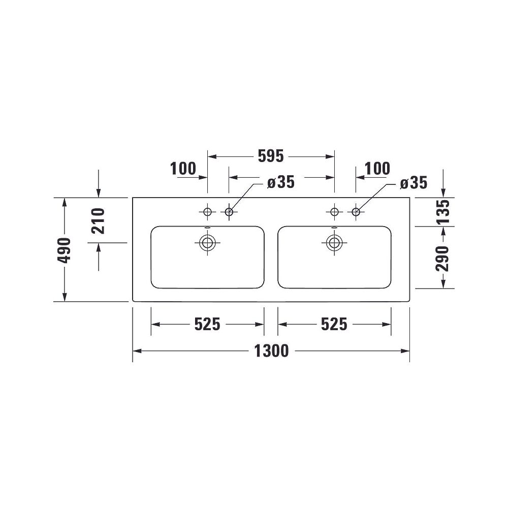 Duravit ME by Starck Doppelwaschtisch 490x1300x180mm wh, Weiß SM, Rechteckig, Won... DURAVIT-23361332601 4053424892993 (Abb. 10)