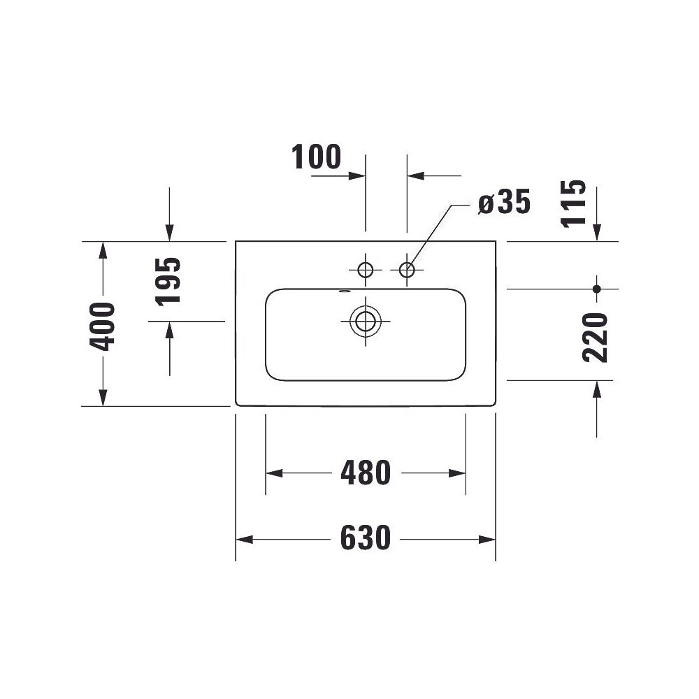 Duravit ME by Starck Waschtisch 400x630x180mm, Compact, Weiß SDM, Rechteckig, 1 Was... DURAVIT-2342633260 4053424893167 (Abb. 5)