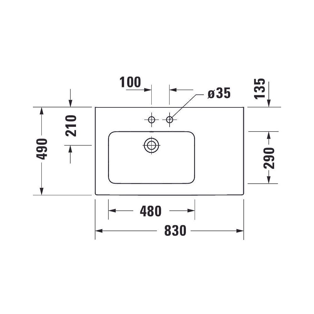 Duravit ME by Starck Waschtisch 490x830x180mm, Weiß Seidenmatt, Rechteckig, 1 Wasch... DURAVIT-2345833260 4053424893327 (Abb. 8)