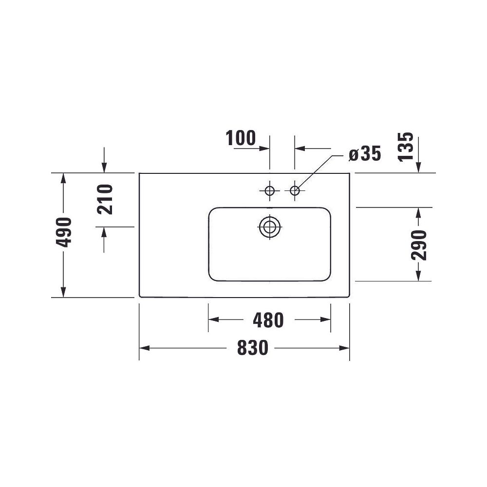 Duravit ME by Starck Waschtisch 490x830x180mm, Weiß Seidenmatt, Rechteckig, 1 Wasch... DURAVIT-2346833260 4053424893389 (Abb. 8)