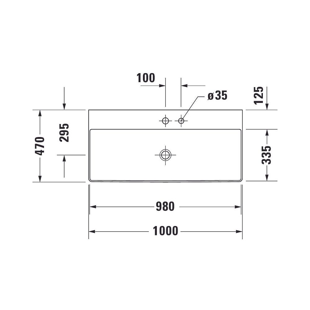 Duravit DuraSquare Waschtisch 470x1000x145mm, DuraCeram, Weiß Hochglanz, Rechtecki... DURAVIT-2353100079 4053424324296 (Abb. 11)