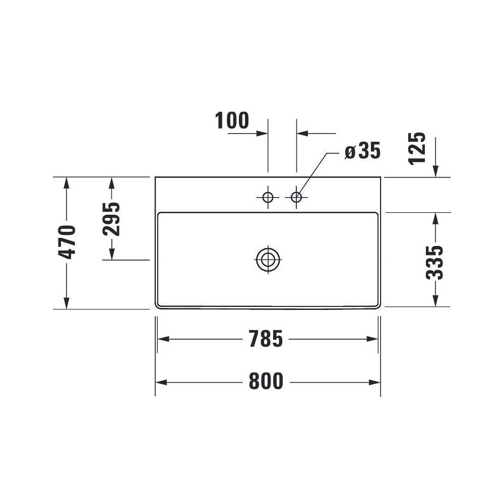 Duravit DuraSquare Waschtisch 470x800x145mm, DuraCeram, Weiß Hochglanz, Rechteckig... DURAVIT-2353800071 4053424502731 (Abb. 15)