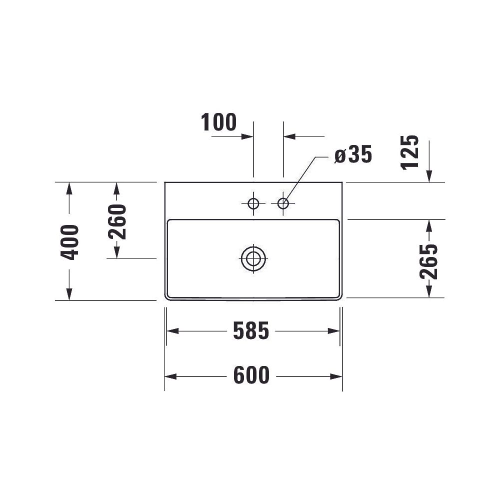 Duravit DuraSquare Waschtisch 400x600x145mm, Compact, DuraCeram, Weiß Hochglanz, Re... DURAVIT-2356600070 4053424497976 (Abb. 8)