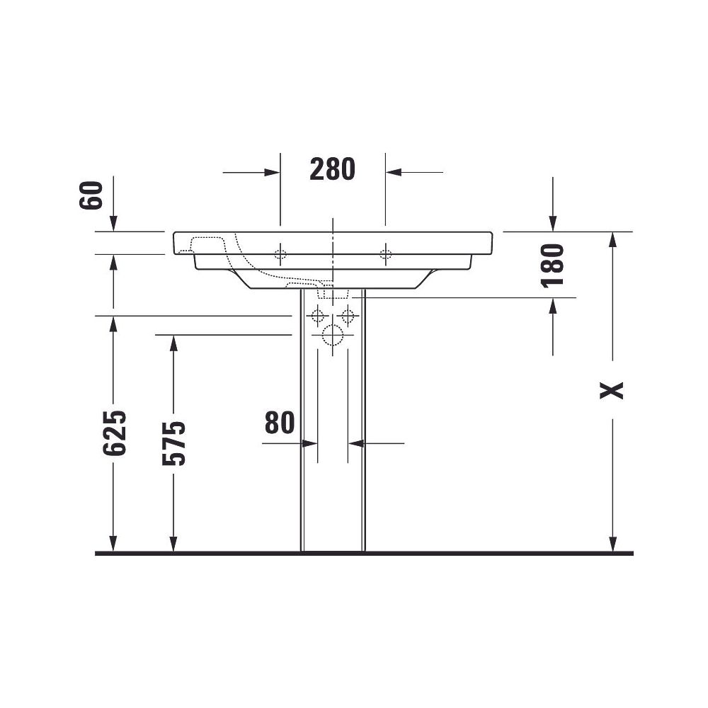 Duravit D-Code Waschtisch 485x850x180mm, Weiß Hochglanz, Rechteckig, 1 Waschplatz... DURAVIT-03428500002 4021534458545 (Abb. 26)