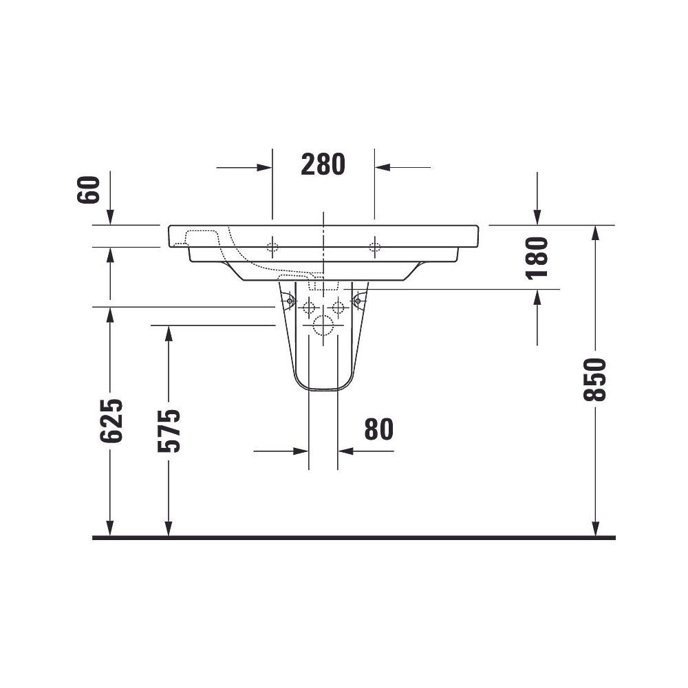 Duravit D-Code Waschtisch 485x850x180mm, Weiß Hochglanz, Rechteckig, 1 Waschplatz... DURAVIT-03428500002 4021534458545 (Abb. 27)