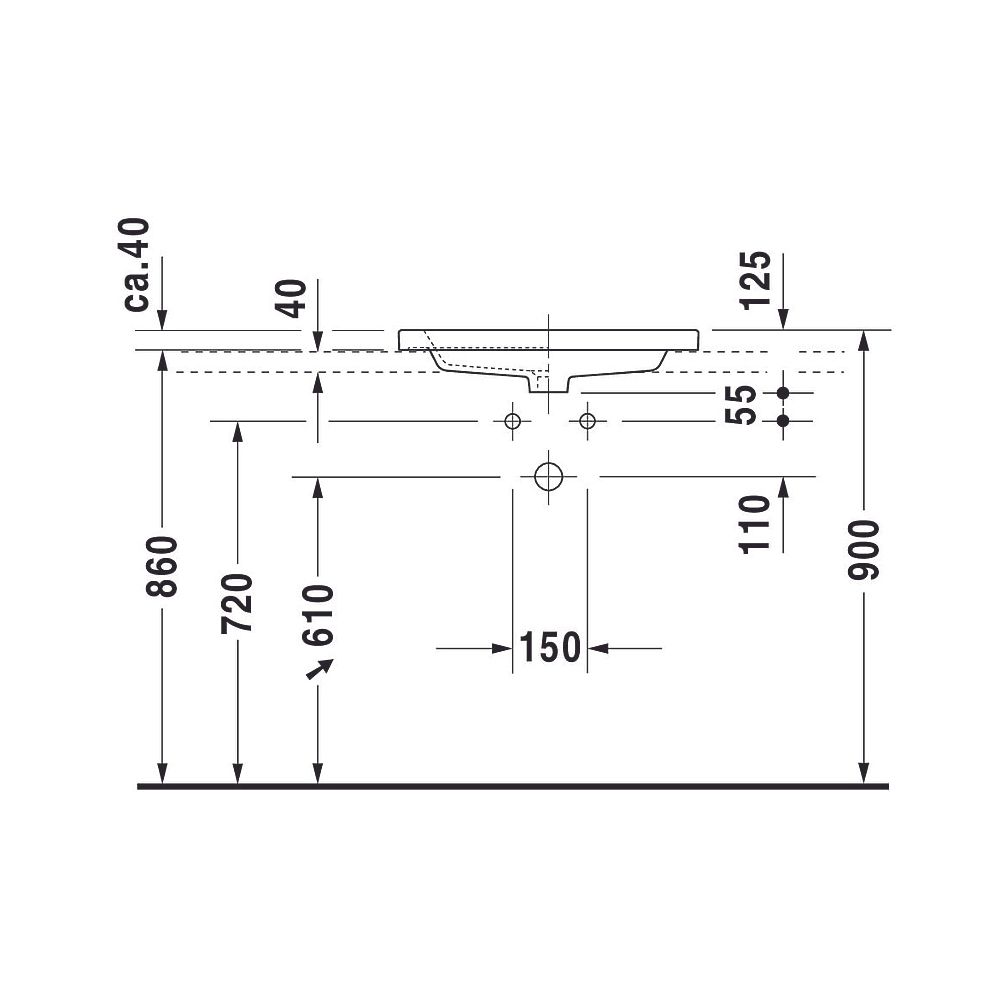 Duravit Design Classics Einbauwaschtisch 430x600x125mm, Weiß Hochglanz, mit HLB/Übe... DURAVIT-0347600000 4021534533808 (Abb. 7)