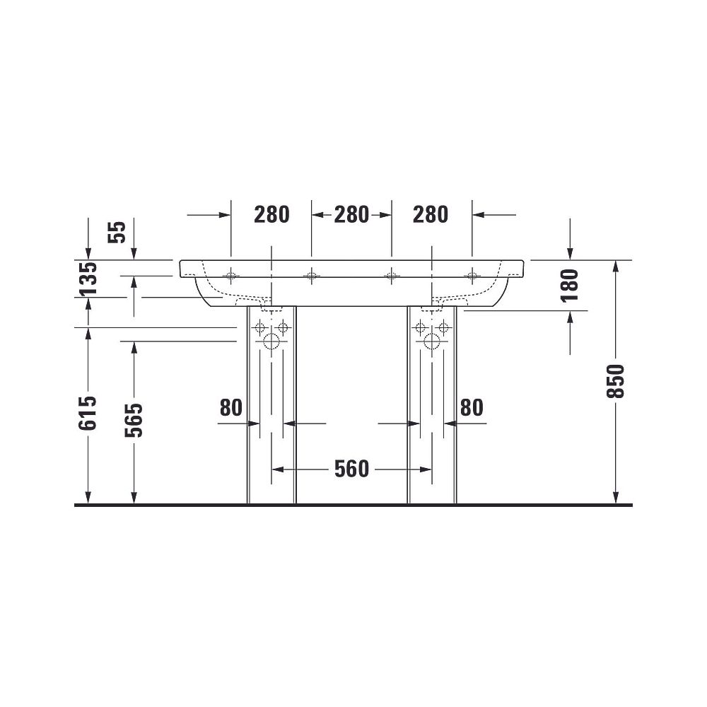 Duravit D-Code Doppelwaschtisch 490x1200x180mm, Weiß Hochglanz, Rechteckig, 2Wasc... DURAVIT-03481200002 4021534853357 (Abb. 17)