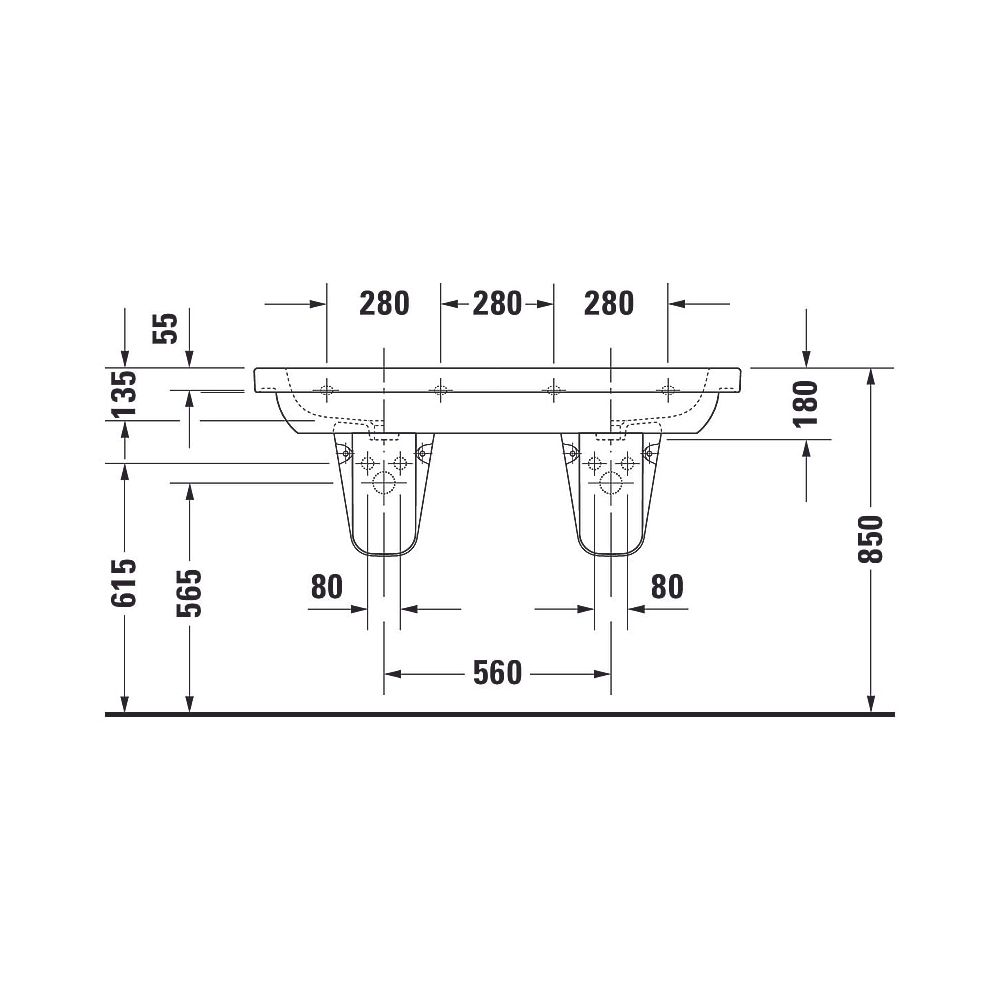 Duravit D-Code Doppelwaschtisch 490x1200x180mm, Weiß Hochglanz, Rechteckig, 2Wasc... DURAVIT-03481200002 4021534853357 (Abb. 18)