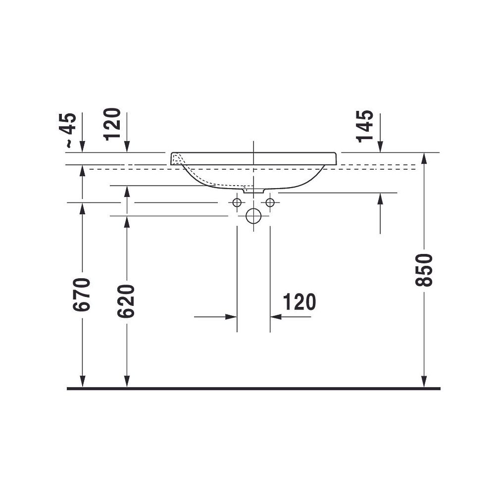 Duravit DuraStyle Einbauwaschtisch 430x600x145mm, Weiß Hochglanz, ohne HLB/Überlauf... DURAVIT-0372600000 4021534875830 (Abb. 6)