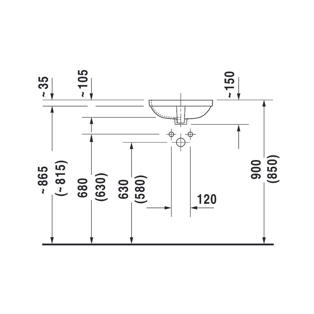 Duravit DuraStyle Einbauwaschtisch 400x400x150mm, Weiß Hochglanz, WonderGliss, ohn... DURAVIT-03733700001 4021534850660 (Abb. 7)